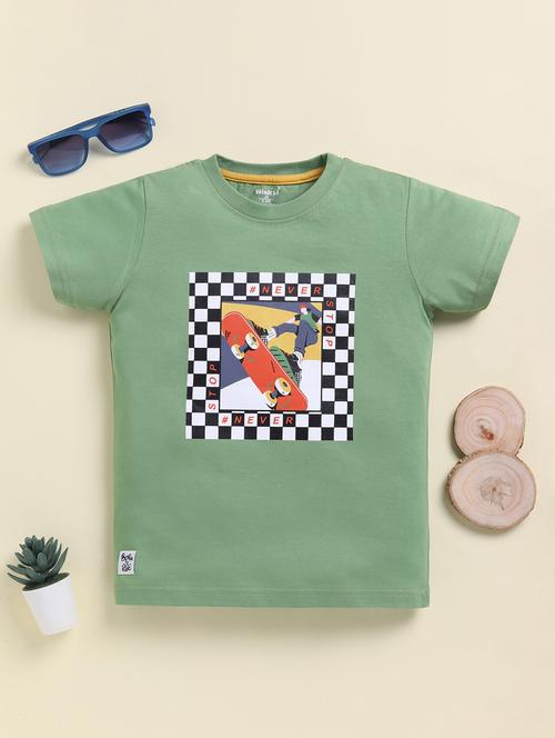 boys front print round neck t-shirt - 21959395 - Very Small Image - 1