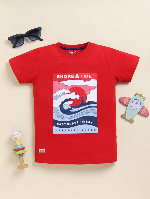 boys front print round neck t-shirt - 21959397 - Very Small Image - 1