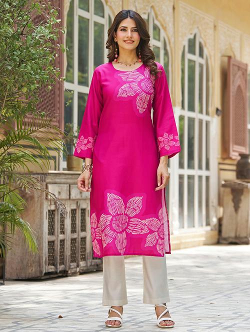 women floral printed long sleeve straight kurta - 21959418 - Very Small Image - 1