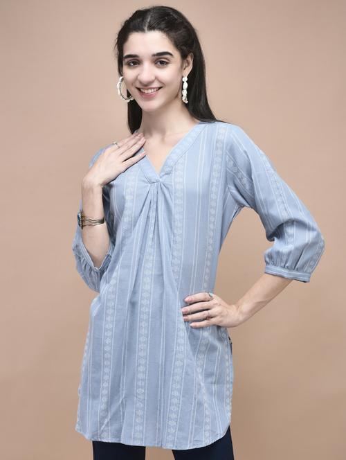 women three quarter sleeve a-line tunic - 21959476 - Very Small Image - 1