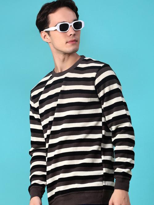 men striped long sleeve regular fit pullover - 21959708 - Very Small Image - 1