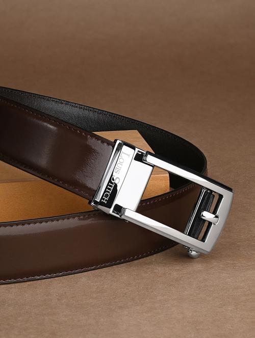 men brown manual buckle leather belt - 21960230 - Very Small Image - 1