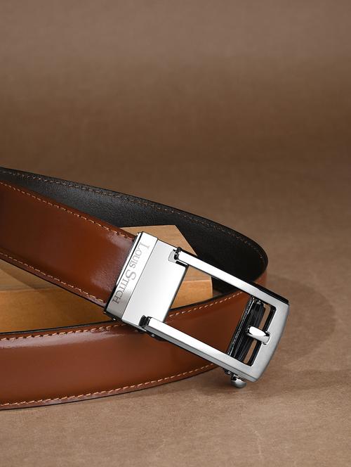 men tan manual buckle leather belt - 21960231 - Very Small Image - 1