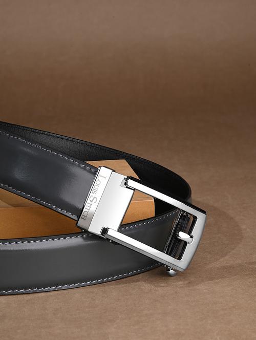 men grey manual buckle leather belt - 21960233 - Very Small Image - 1