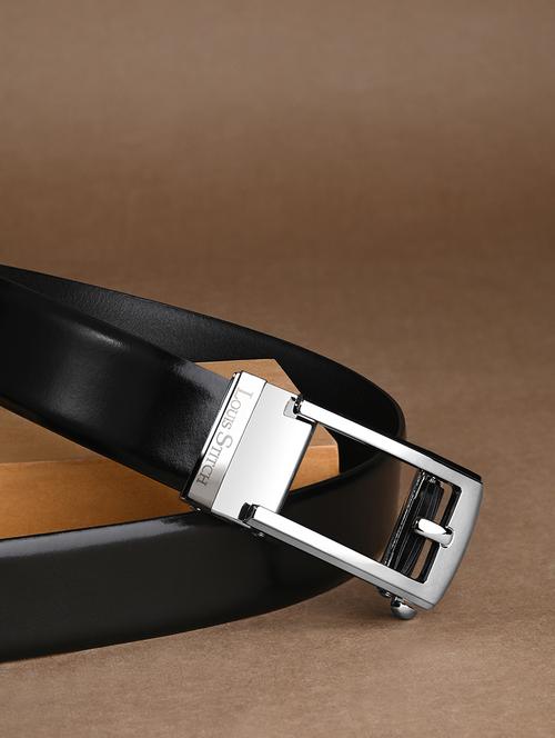men grey manual buckle leather belt - 21960234 - Very Small Image - 1