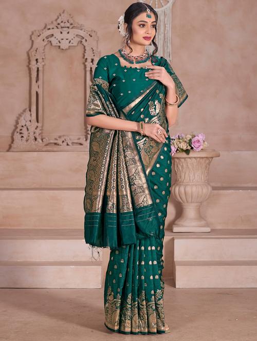 women self design banarasi saree with blouse - 21960295 - Very Small Image - 1
