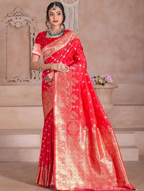 women self design banarasi saree with blouse - 21960297 - Very Small Image - 1