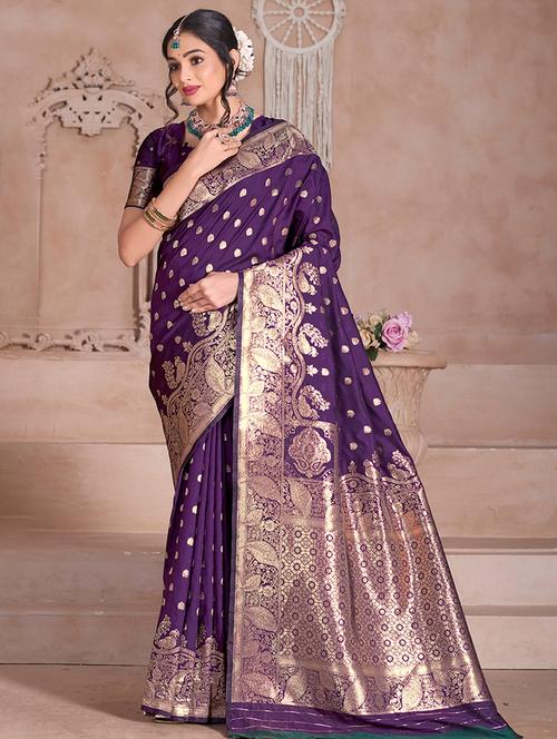women self design banarasi saree with blouse - 21960298 - Very Small Image - 1