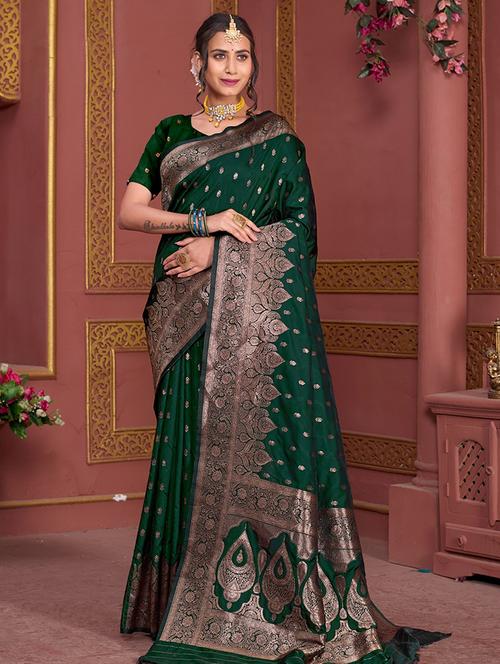 women self design banarasi saree with blouse - 21960321 - Very Small Image - 1