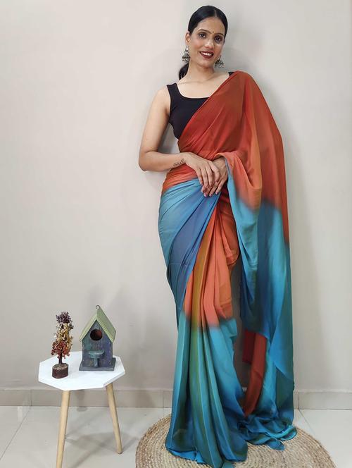 Women Ombre Ready To Wear Saree With Blouse - 21960334 - Very Small Image - 1