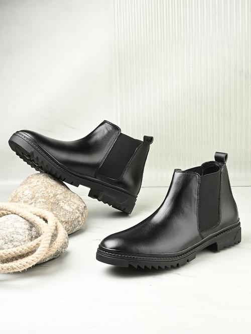 men black solid high ankle boot - 21960409 - Very Small Image - 1