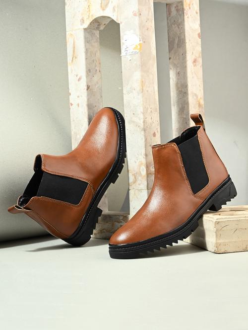 men tan solid high ankle boot - 21960411 - Very Small Image - 1