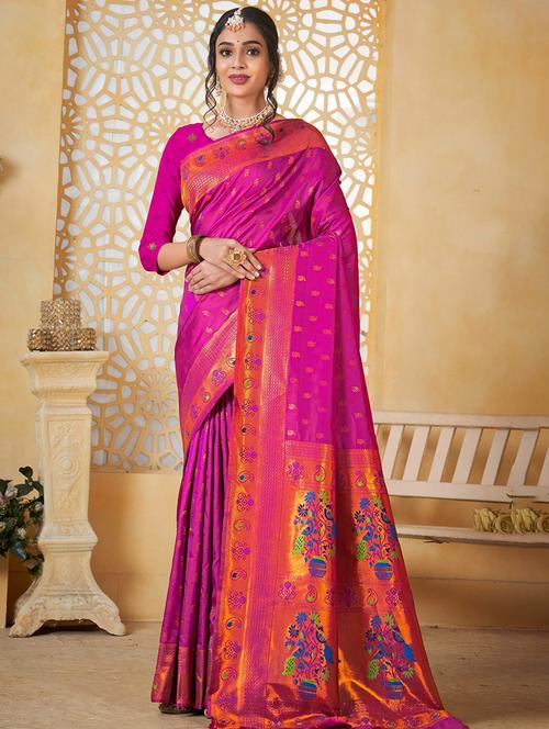 women self design paithani saree with blouse - 21960426 - Very Small Image - 1