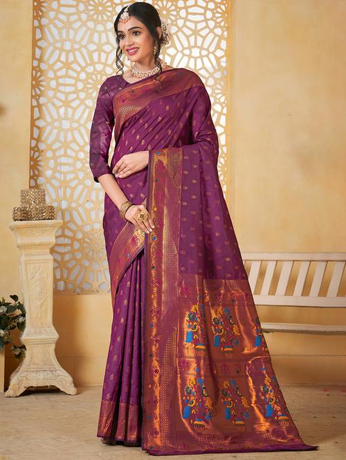 women self design paithani saree with blouse - 21960427 - Very Small Image - 1