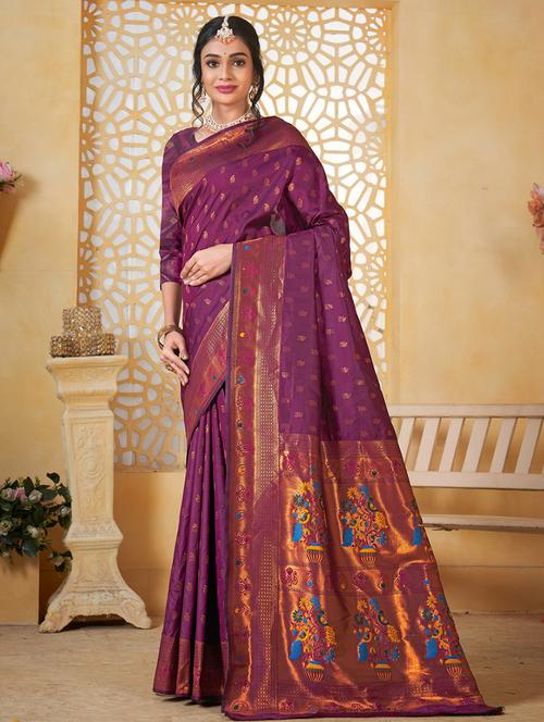 women self design paithani saree with blouse - 21960428 - Very Small Image - 1
