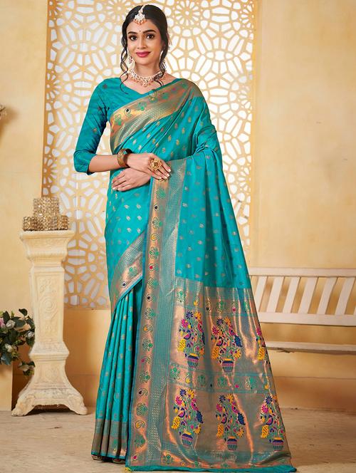women self design paithani saree with blouse - 21960429 - Very Small Image - 1