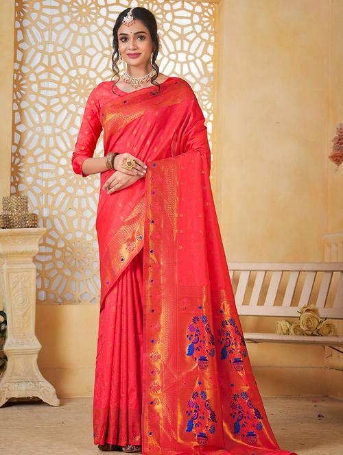 women self design paithani saree with blouse - 21960430 - Very Small Image - 1