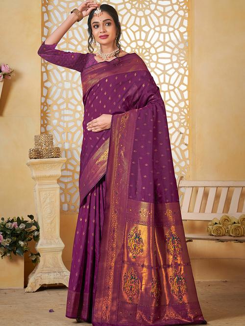 women self design paithani saree with blouse - 21960431 - Very Small Image - 1