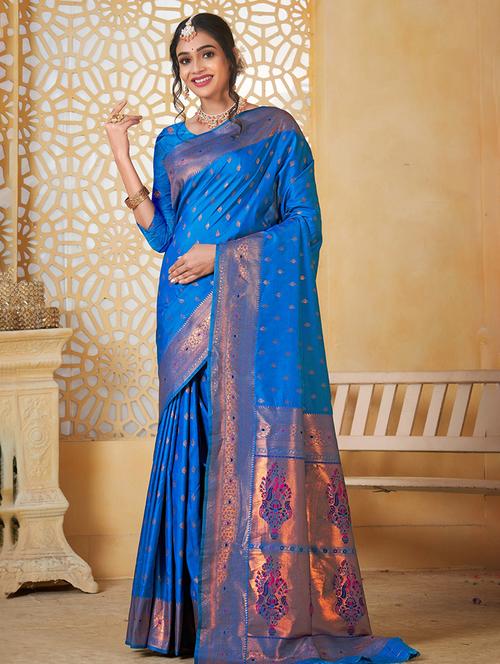women self design paithani saree with blouse - 21960472 - Very Small Image - 1