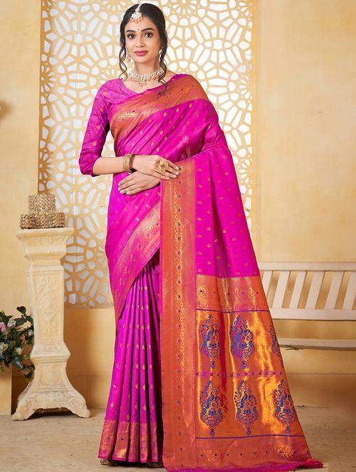 women self design paithani saree with blouse - 21960474 - Very Small Image - 1