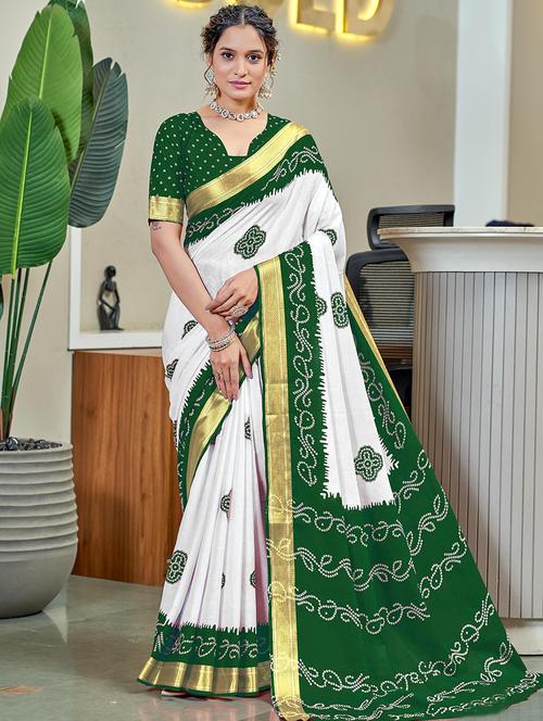 women bandhani printed saree with blouse - 21960493 - Very Small Image - 1