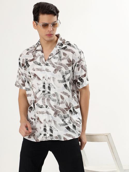 men printed cuban collared short sleeve casual shirt - 21960515 - Very Small Image - 1