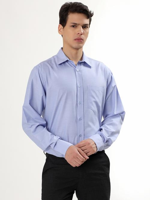 men ligh blue solid collared long sleeve shirt - 21960528 - Very Small Image - 1