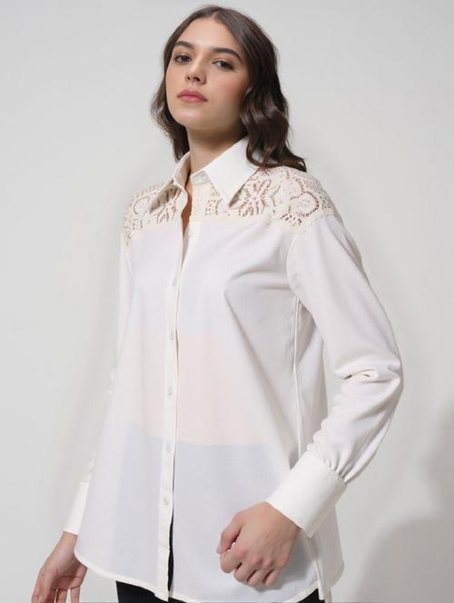 women white solid collared oversized shirt - 21960545 - Very Small Image - 1