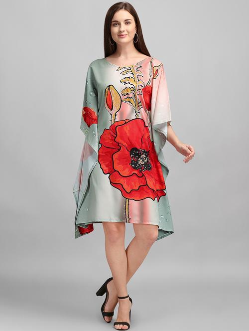 women floral printed kimono sleeve kaftan dress - 21960605 - Very Small Image - 1