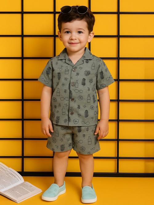 boys printed shirt & shorts co-ord set - 21960672 - Very Small Image - 1