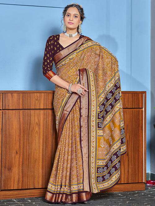 women printed casual wear saree with blouse - 21961374 - Very Small Image - 1