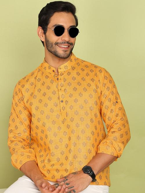 men printed mandarin neck short kurta - 21961381 - Very Small Image - 1