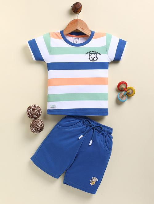boys striped t-shirt and short co-ord set - 21961389 - Very Small Image - 1