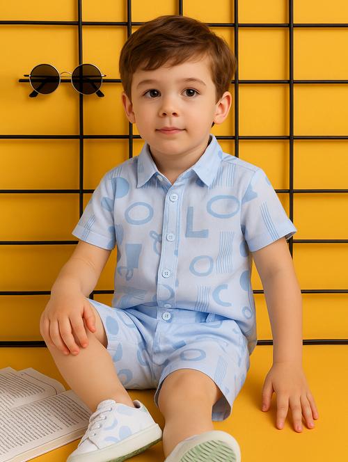 boys printed shirt & shorts co-ord set - 21961403 - Very Small Image - 1