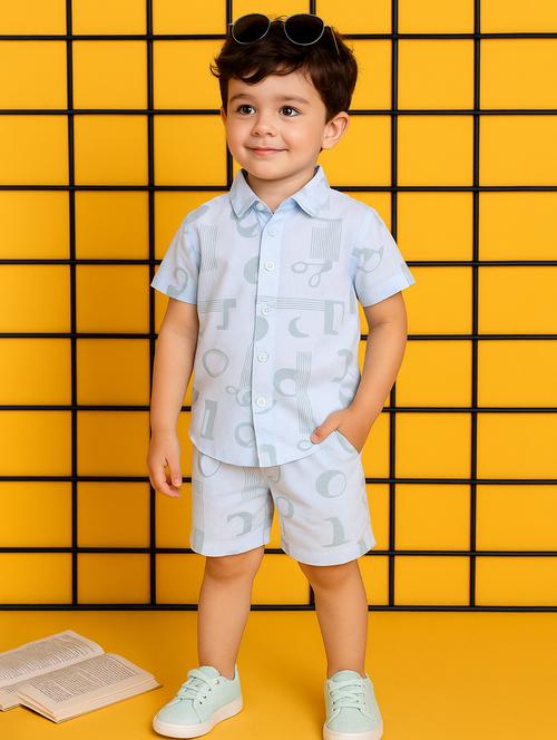 boys printed shirt & shorts co-ord set - 21961404 - Very Small Image - 1