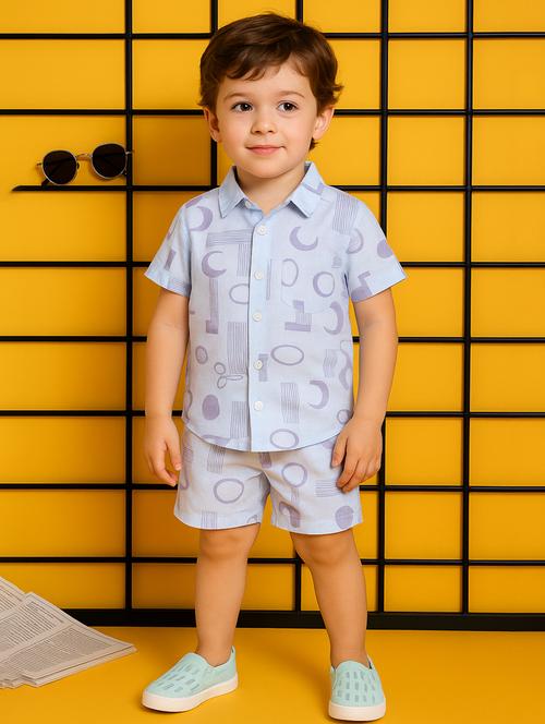 boys printed shirt & shorts co-ord set - 21961405 - Very Small Image - 1