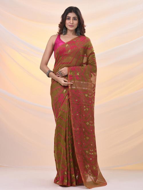 women self design jamdani saree - 21961504 - Very Small Image - 1