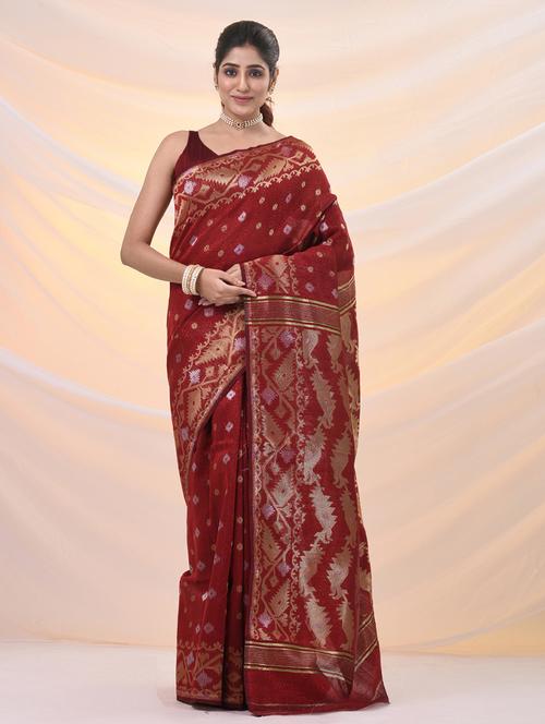 women self design jamdani saree - 21961506 - Very Small Image - 1