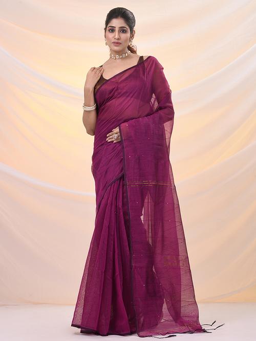 women solid with work embellished saree with blouse - 21961524 - Very Small Image - 1
