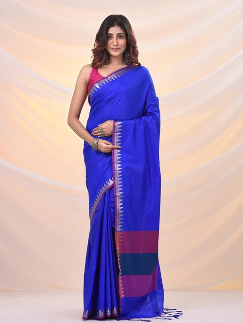 women solid with bordered saree with blouse - 21961533 - Very Small Image - 1