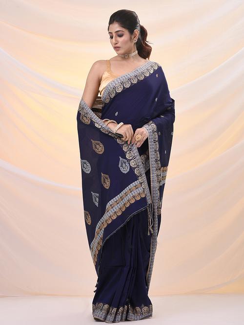 Women Self Design Handloom Saree With Blouse - 21961534 - Very Small Image - 1