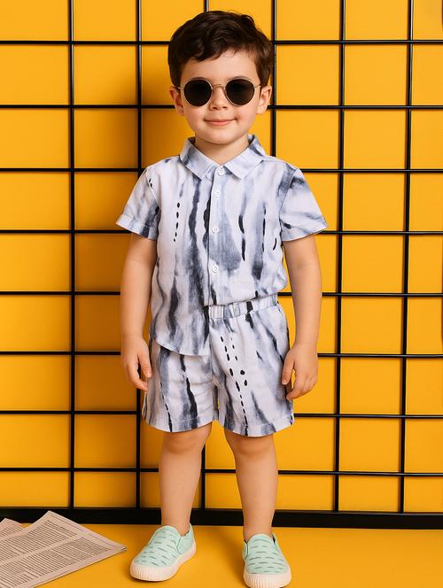 boys printed shirt & shorts co-ord set - 21961605 - Very Small Image - 1