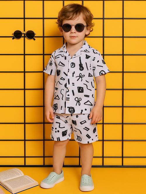 boys printed shirt & shorts co-ord set - 21961611 - Very Small Image - 1