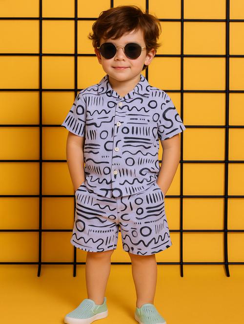 boys printed shirt & shorts co-ord set - 21961612 - Very Small Image - 1