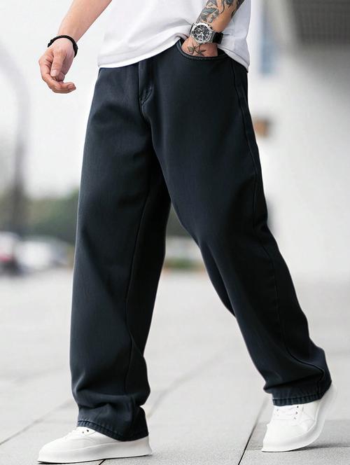 men solid mid rise full length baggy jeans - 21961625 - Very Small Image - 1