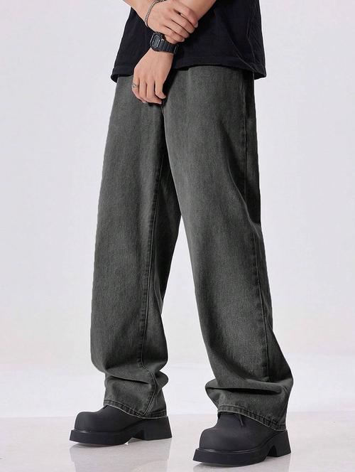 men washed mid rise full length baggy jeans - 21961632 - Very Small Image - 1