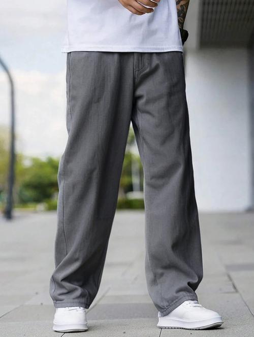 men plain mid rise full length baggy jeans - 21961639 - Very Small Image - 1