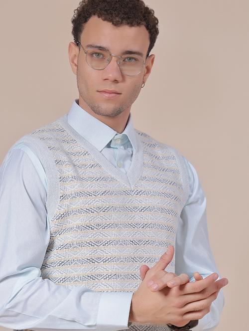 men self design sleeveless regular fit pullover - 21961964 - Very Small Image - 1