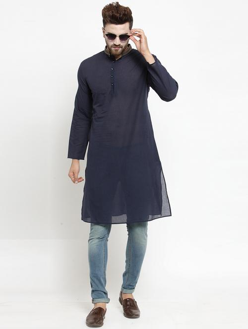 men solid mandarin neck long kurta - 21962067 - Very Small Image - 1