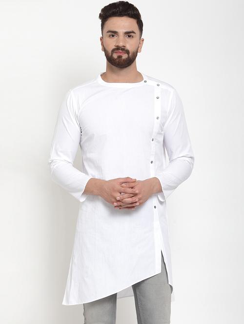 men solid long sleeve asymmetric kurta - 21962075 - Very Small Image - 1